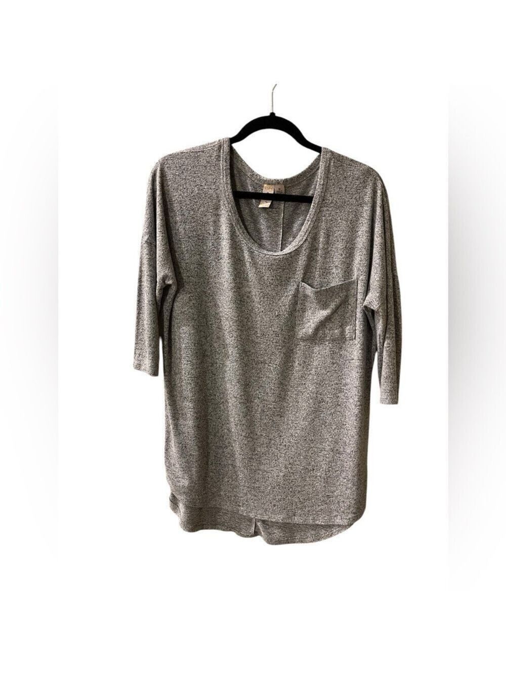 Misia Women’s Heather Gray Top Shirt Curved Hem With Brass Buttons Size: Medium